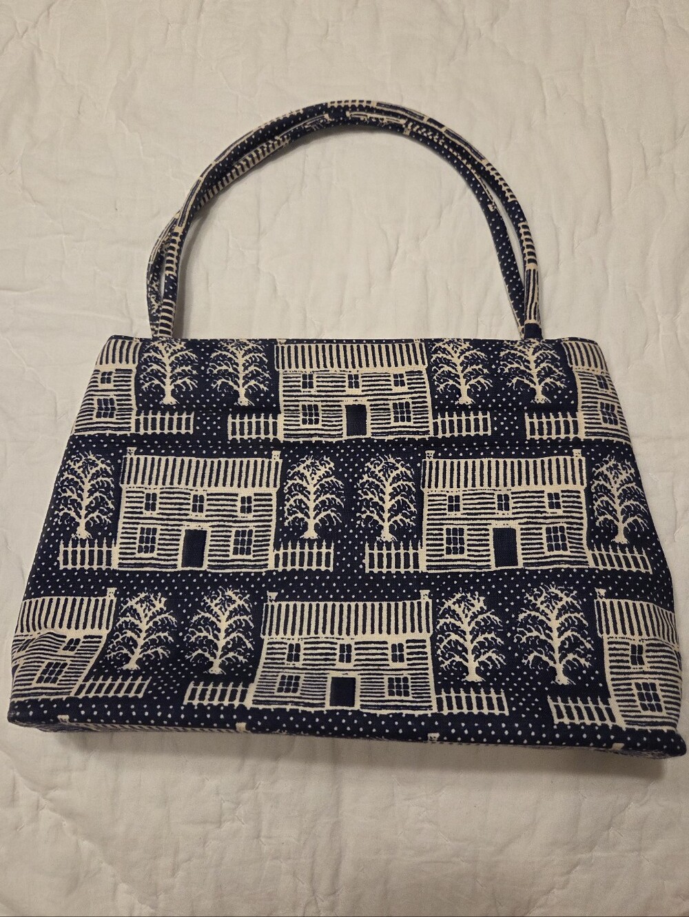 Vintage Margaret Smith Colonial House Print Handbag Purse RARE! NEW CONDITION!